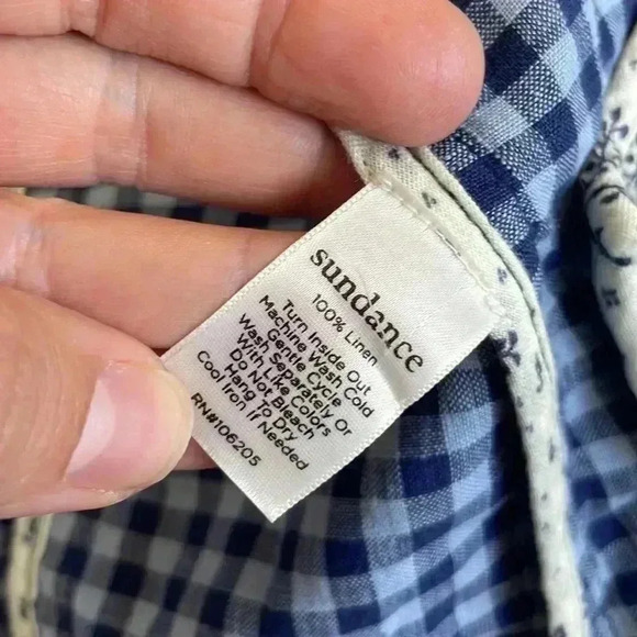 Sundance Catalog Ziri Blazer Linen Blue Checkered Button Up Jacket Sz PXXS - Picture 12 of 12
